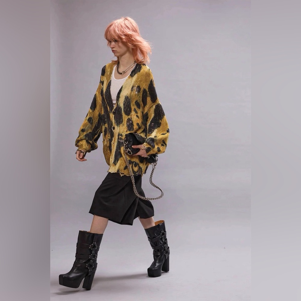 R13 Printed Oversized Cardigan Leopard - Size S